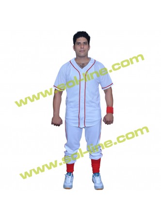 Pro Weight Mesh Six Button Down Red Stripe Half Sleeve Jerseys